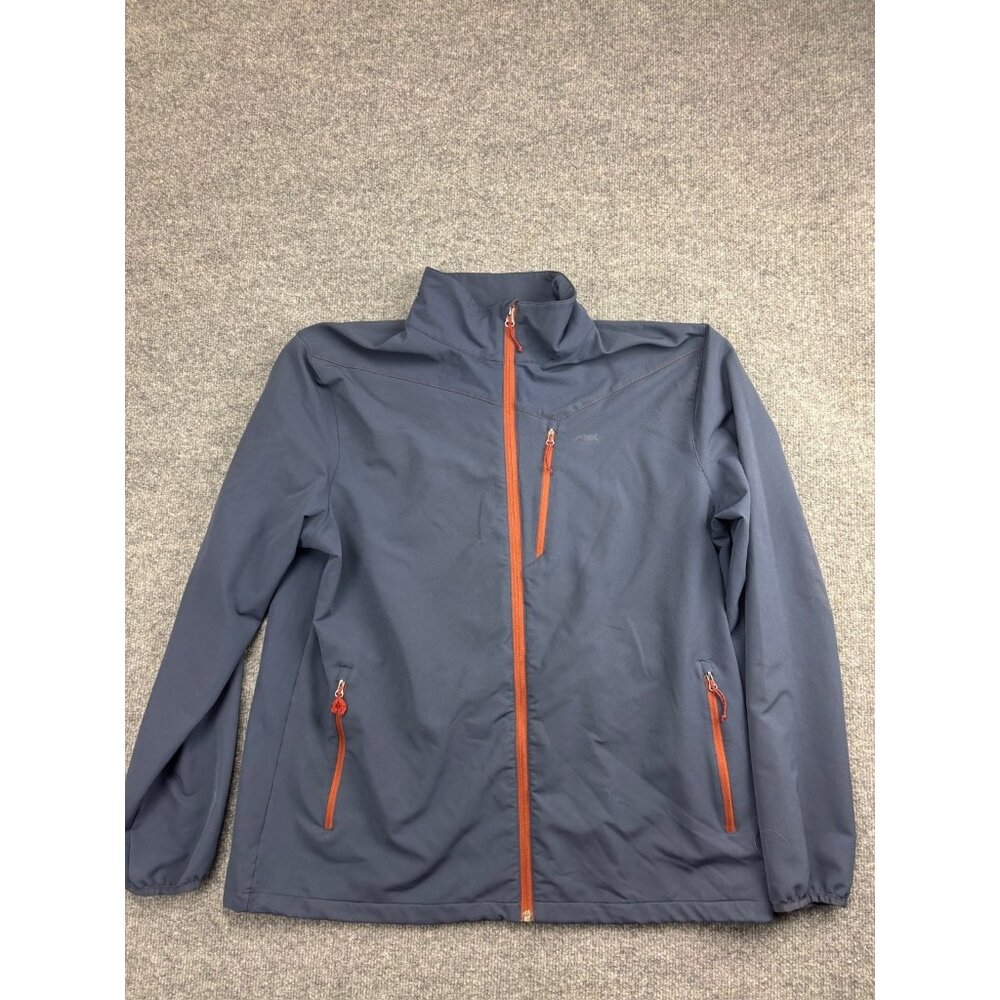 Mountain Khakis Full Zip Jacket XL Blue Orange Zipped Pockets Stretch Mock Neck